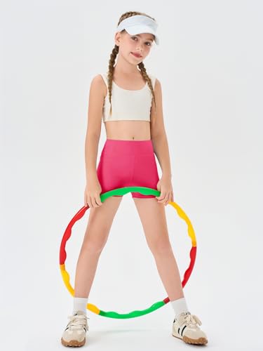 Image of Haloumoning Girls Athletic Shorts Kids High Waisted Yoga Dance Biker Shorts Comfy Gymnastics Shorts 5-14Y