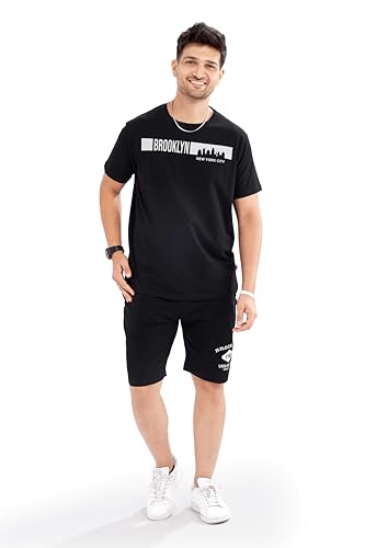 Image of WEET Cotton T-Shirt and Shorts Set for Men,Night Wear for Men,Men's Pyjama Set