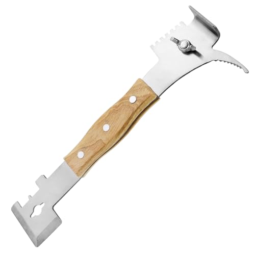 QWORK Bee Hive Tool Multifunctional Beekeeping Tool - 7 in 1 Stainless Steel Beehive Scraper Tool Bee Keeper Tool Essential Beekeeping Supplies