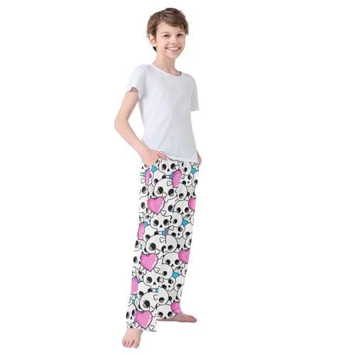 Boys' Pants Cute Skull Heart Long Bottoms Jogger Pants Elastic Waist Trousers with Pockets S-XL4