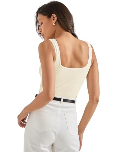 SUUKSESS Women Cotton Ribbed Built in Bra Tank Tops Summer Casual Basic Top4