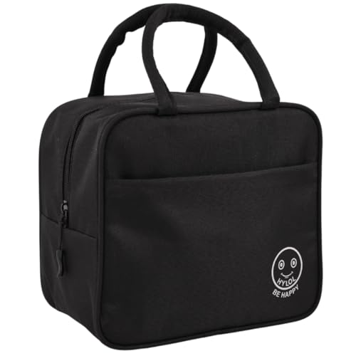 HYLOL Women and Kids Portable and Reusable Insulated Cotton Thermal Cooler Lunch/Tiffin/Storage Bag for Office Women, College, and School (Black 01), 6 L