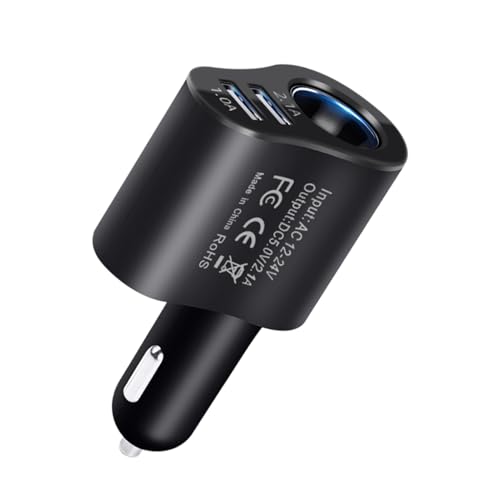 Cargador USB para coche – Adaptador divisor de coche de 12 V 24 V | Cargador automático de salida de carga rápida, cargador automático para teléfono, USB de 80 W, adaptador multifuncional inteligente