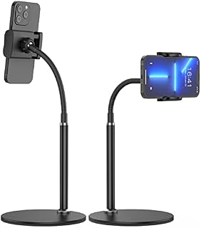Gooseneck Cell Phone Stand Holder, 360°Flexible Adjustable Desktop Phone Stand with Stable Base, Lazy Desk Stand for iPhone 12 11 Pro Xs Max XR X 8 7 6 6s Plus Samsung S10 S9 S8 S7 S6 (3.5"-6.5")