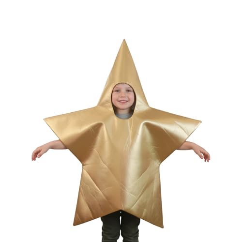 Genérico Fato estrela de Natal para meninos e meninas, fato de cor dourada, belém, pesobre, Natal, funções escolares, festas natalícias