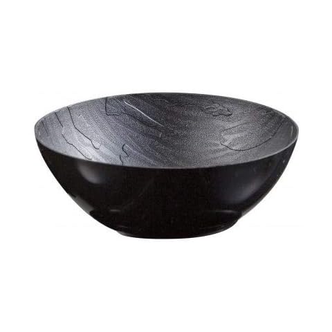 Decorline - Schwarz Stabile Luxe Kunststoff Suppenteller Wiederverwendbar in Holzoptik 26 cm -Mahagony Collection Cover