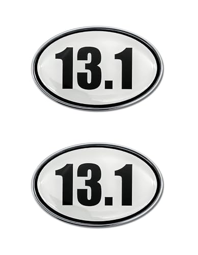 Image of Elektroplate Mini 13.1 Half-Marathon Black and White OEM Chrome Emblems for Motorcycles, Watercrafts, and Decorations | Universal Fit at 2.15 inch x 1.4 inch | Weatherproof | 2-Pack