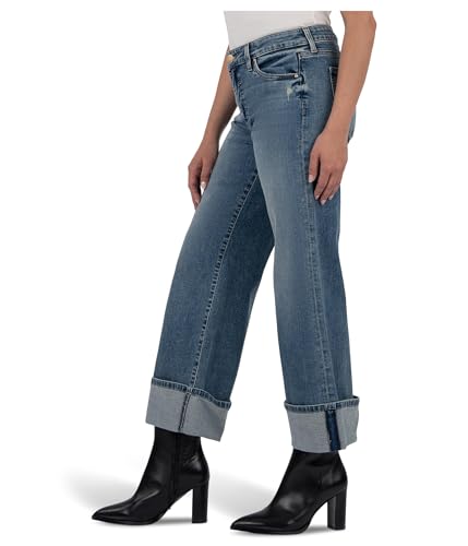 KUT from the Kloth Women's Meg High Rise Fab Ab Wide Legs Roll Up Regular Hem2