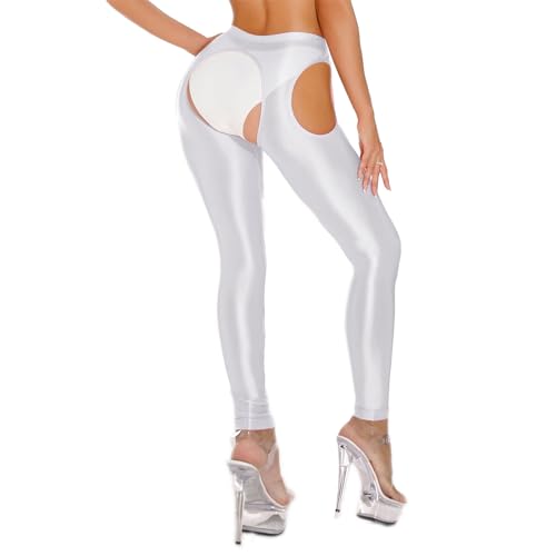 Women's Semi Opaque Shiny Oil Stockings Pantyhose Leggings Hollow Out Toeless Tights Pants4