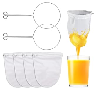 4 Pezzi Sacchetto Filtrante Latte Vegetale Sacchetto Filtrante Alimentare Riutilizzabili Sacchetti di Latte di Noci per il Filtraggio di succhi Caffè Vino Rosso Zuppe Vino