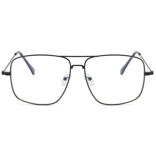 Image of Non Prescription Glasses - Classic Square Clear Lens Metal Frame for Men Women