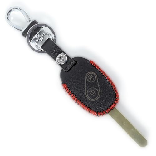 Image of Leather Smart Car Key Cover Case for Honda Amaze, Brio, Civic, City, CRV, Brv etc 2 Button (Black)