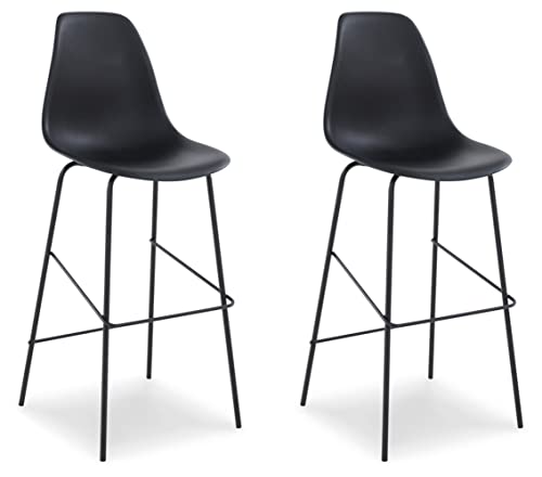 Signature Design by Ashley Forestead Modern Bar Height Bucket Barstool, 2 Count, Black
