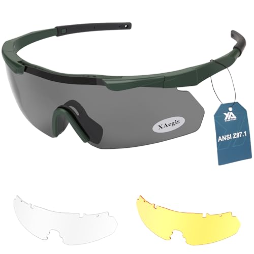 Image of xaegistac Tactical Eyewear 3 Interchangeable Lenses Outdoor Unisex Shooting Glasses | Outdoor Shooting Hunting Z87.1 Certificate Resistant Shooting Glasses