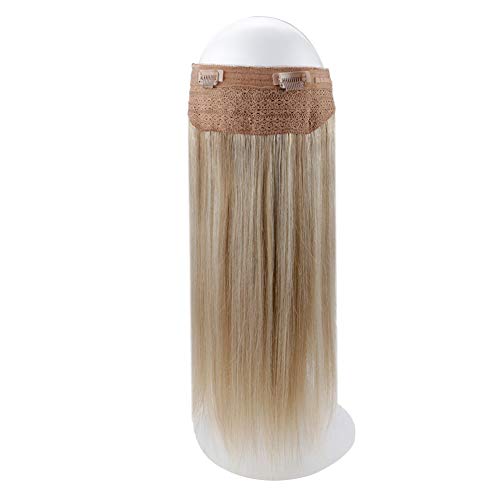 [Inventory Clearance]Halo Extensions 16 Inch Color 16P24 Golden Blonde with Light Blonde Halo Crown Hair Extensions Human Hair with String