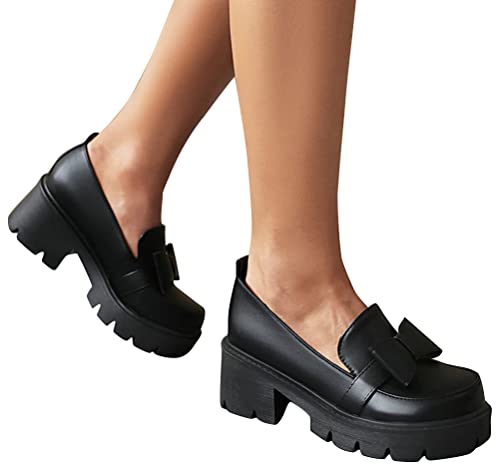 Image of Women's Platform Mary Janes Chunky Heel Ankle Strap Uniform Dress Shoes Heeled Gothic Lolita Oxfords