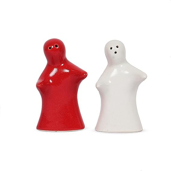 Image of Qimacplus Hug Design Salt and Pepper Shakers Charming Couple Set for Retro Farmhouse Decor, Ideal Kitchen Accessories for Home Decor (Red & White)