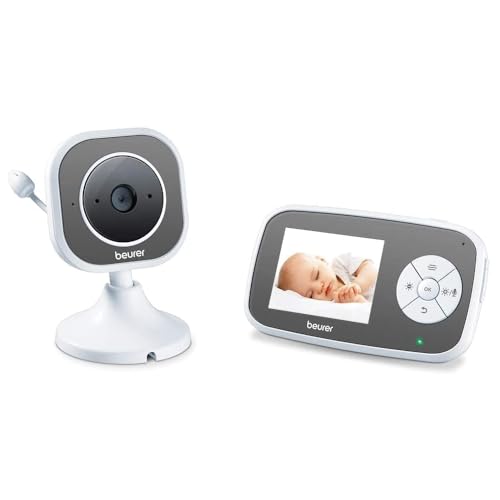 Beurer BY 110 Babyphone Video Wi-Fi con Funzione di Visione Notturna a Infrarossi e Modalita ECO, Grigio