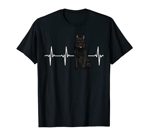 Schipperke Heartbeat Dog Lover T-Shirt, Black