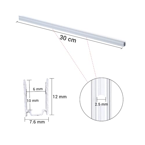 Image of Yescom 10Pack 1ft LED Aluminum Channel for 7mm BiLume 2700K Neon Rope Light | 30cm Light Strip Mounting Track, Resists rust & corrosion, Heat dissipation, Ideal for commercial indoor outdoor DIY