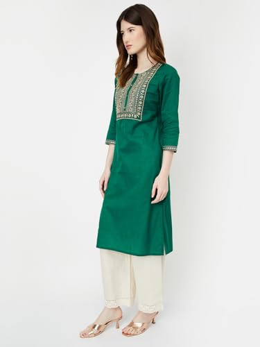 Image of Max Women's Cotton Blend Regular Fit Casual Kurta
