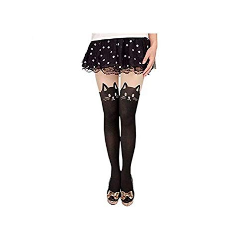 Uteruik Collant pour femme en queue de chat Noir Taille unique (85-98 cm)