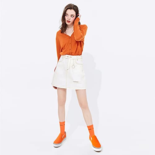 Women's Slip On Sneakers Womens White Canvas Slip On Shoes Fashion Canvas Sneakers For Women Black Casual Shoes（Orange.us9） #TOP2