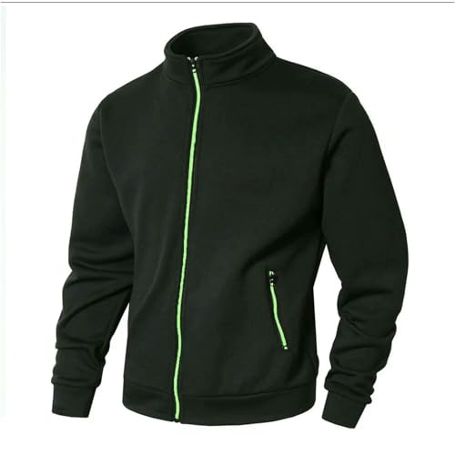 Sudadera de hombre con cremallera y cuello solapa negro XL 2