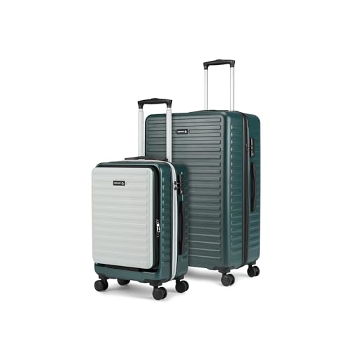 Image of Assembly Premium Polycarbonate Luggage Set of 2 - Hard-Sided Medium Check in (24 Inches) & Cabin Luggage (20 Inches) Trolley Bags for Travel with in-Built TSA Lock- Dual Green(Starkpro)