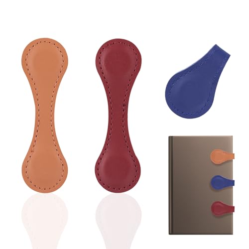 3 Piezas Marcapáginas Magnéticos de Cuero, 10x3cm Doble Cara