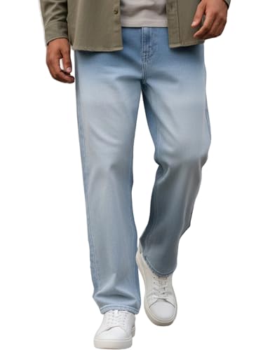Image of Urbano Fashion Men's Loose Baggy Fit Heavy Washed Faded Denim Jeans Non-Stretchable