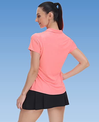 Image of MIER Women's Golf Polo Shirts Collared V Neck Short Sleeve Tennis Shirt, Dry Fit, Moisture Wicking