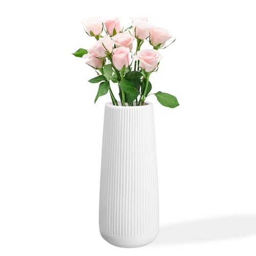 Cexovo Vase en CéRamique pour Fleurs,Vase DéCoratif pour Herbe De La Pampa,blumenvase pour La Maison Le Salon La Table à Manger La Ferme Le Bureau Blanc
