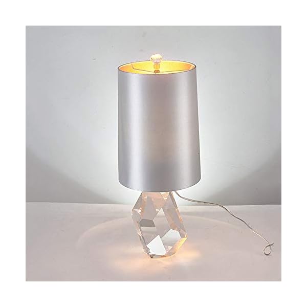 GUOCC Modern Nordic Simplicity Crystal Table Lamps E27 Modern Fabric Lampshade Desk Lamps Bedroom Bedside Lamp European Hotel Restaurant Atmosphere Lamp Night Lighting Decor - Image 3