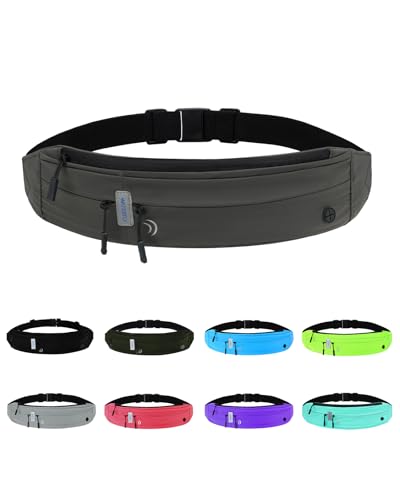 Image of WATERFLY Running Belt Fanny Pack: Runner Marathon Jogging Waist Pack Sport Workout Exercise Fitness Phone Holder Belt for Men Women Jogger Slim Waistband Black