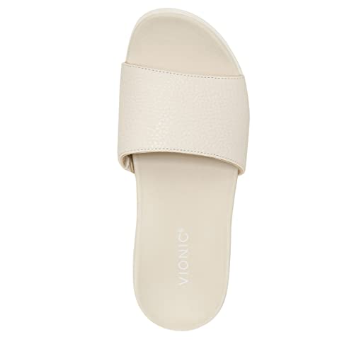 Vionic Val Women's Slide Sandal Cream Tumbled Leathe - 9 Medium #TOP2