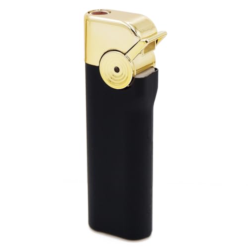 Image of Windproof Jet Flame Refillable Slide Button Cigarette Lighter Pocket Lighter (Golden-Black)