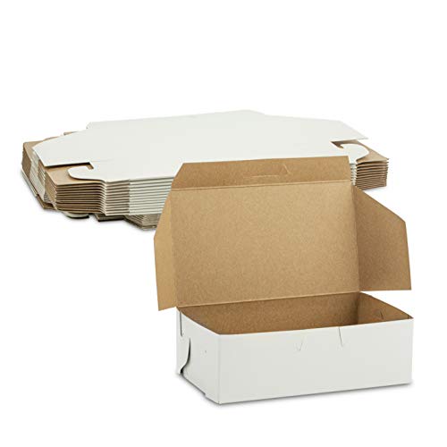 Exclusive Special Beautiful Extra Small Lock Corner Clay Coated Paperboard Bakery Box No-Window Size 6 1/4" x 3 3/4" x 2 1/8" Perfect for Eclairs By MT Products (30 Pieces) (White)