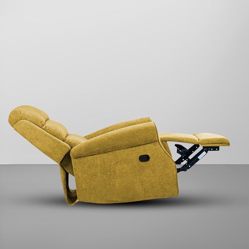 Image of CASALIVING Avalon Comfy Fabric Single Seater Recliner Chair, Recliner Sofa for Relaxing, Recliner Chair for Home Relax (Yellow) | Premium Fabric Sofa