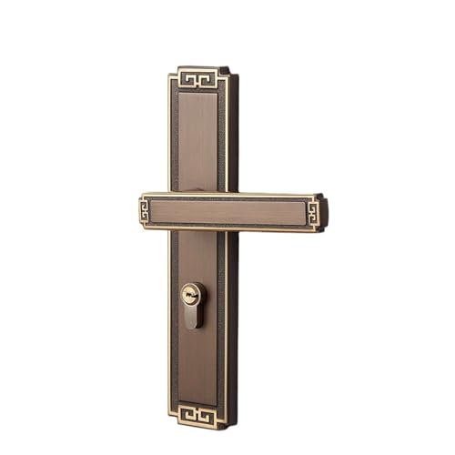 Cerradura de puerta de madera con manija de cobre tradicional 2