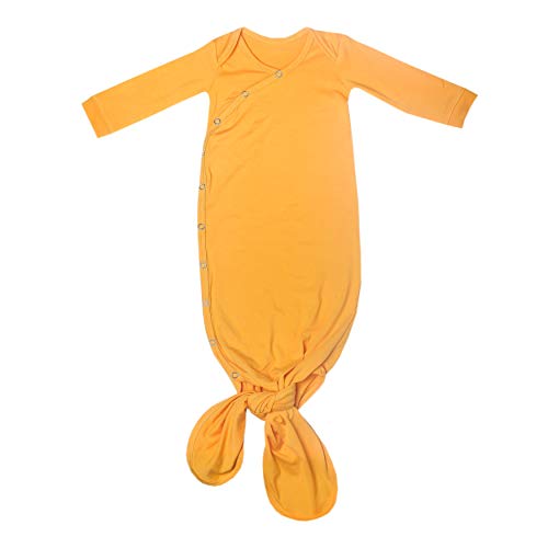Image of Copper Pearl Knotted Baby Gown, Soft Stretchy Newborn Gowns for Boys and Girls, Comfortable Coming Home Outfit, Long Sleeve Infant Gowns with Bottom Tie and Hand Mittens, Solar