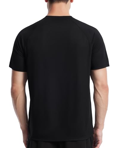 Roadbox Men's UPF 50+ Swim Rash Guard, Short Sleeve UV Sun Protection Workout Athletic Shirts Quick Dry Gym Running Tee Tops3
