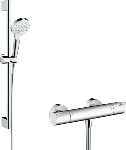 hansgrohe Crometta Combi douche Vario avec barre 65 cm / Ecostat 1001 CL, blanc/chromé, 27812400