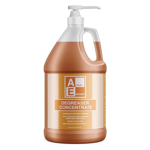 Active Element Degreaser Concentrate - Heavy Duty - Makes 64 Gallons of Cleaner- Commercial Kitchen Strength - Removes tough grease, grime and food soils - Restaurant Floor Degreaser Cover