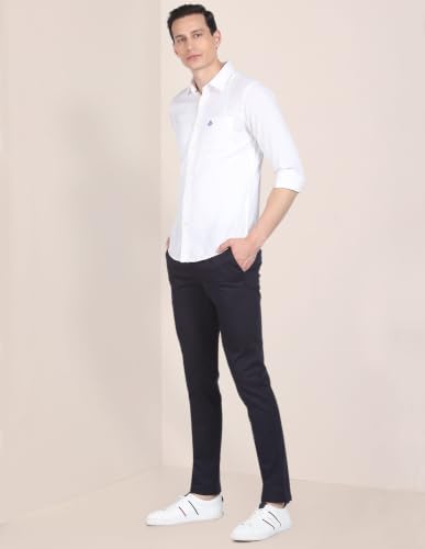 Image of U.S. Polo ASSN. Men's Solid Spread Collar Premium Cotton Dobby Tailored Fit Shirt