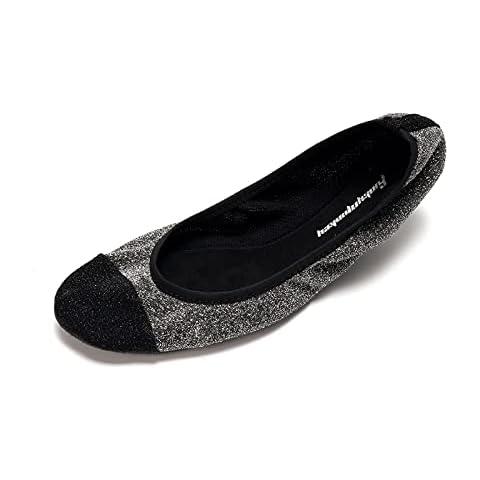FUNKYMONKEY Foldable Ballet Flats for Women's, Comfortable Portable Travel Roll Up Walking Shoes silver Size: XXL Cover