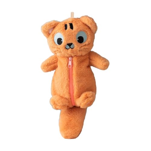 DimyFew Estojo de pelúcia para lápis, bolsa de maquiagem, bolsa de papelaria de pelúcia, de bichinho de pelúcia para escritório, Tigre