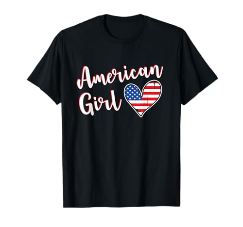 Proud American Girl America Flag American Girlfriend Wife Camiseta