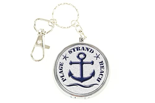 Runder Metall Taschenaschenbecher für Unterwegs als Dose mit Spiegel, Zigarettenhalterung und Schlüsselanhänger, H: 2cm, ⌀ 5cm Cover