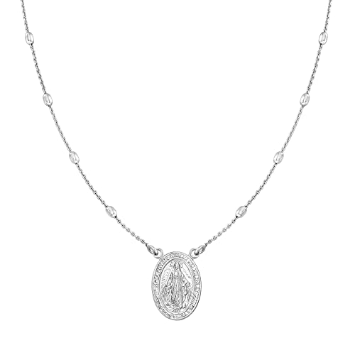 Ross-Simons Italian Sterling Silver Miraculous Medal Bead Station Necklace4